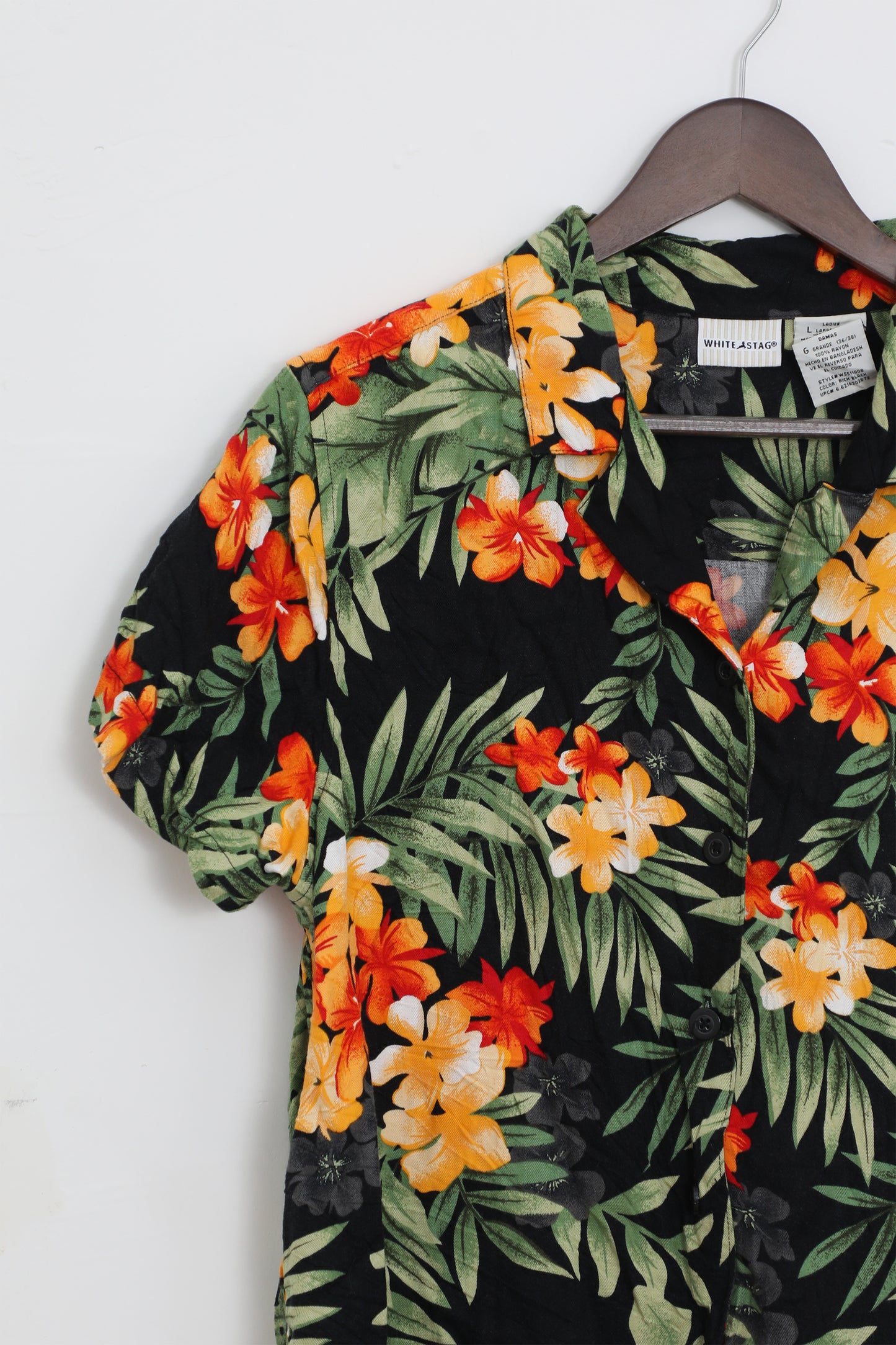 Orange Floral Hawaiian Print Button Up Shirt