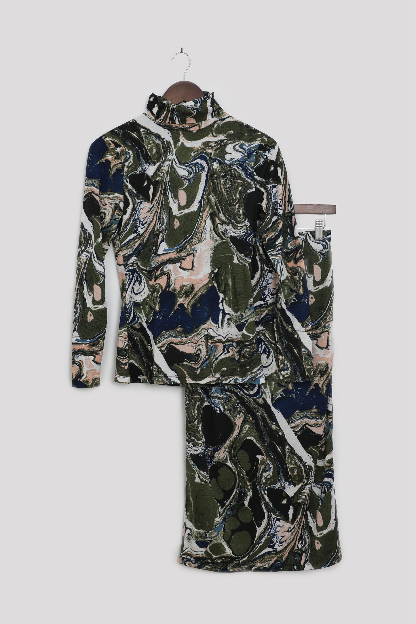 Marbled Turtleneck and Pencil Skirt Set