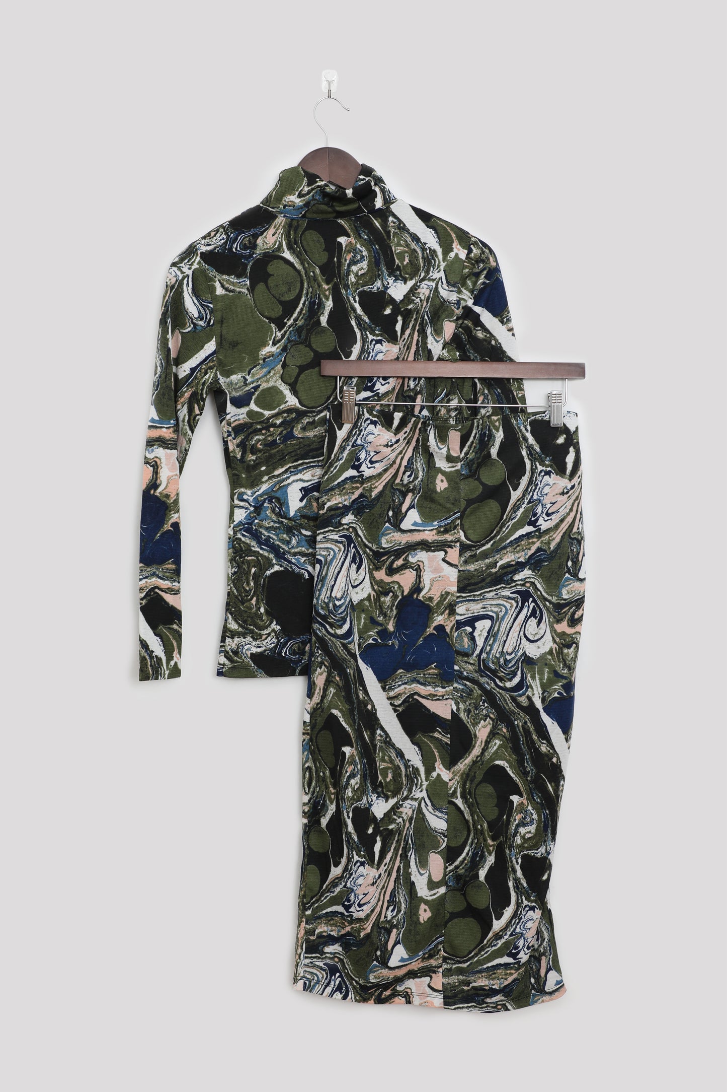 Marbled Turtleneck and Pencil Skirt Set