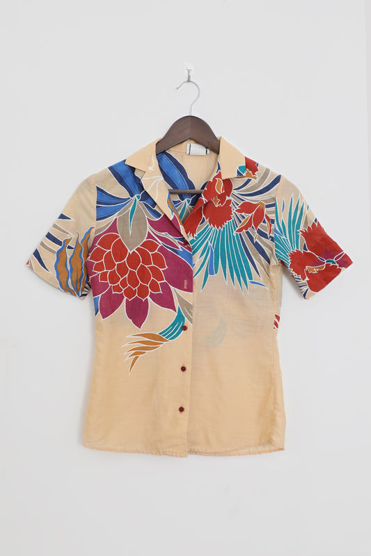 Print Short Sleeve Button Up Shirt