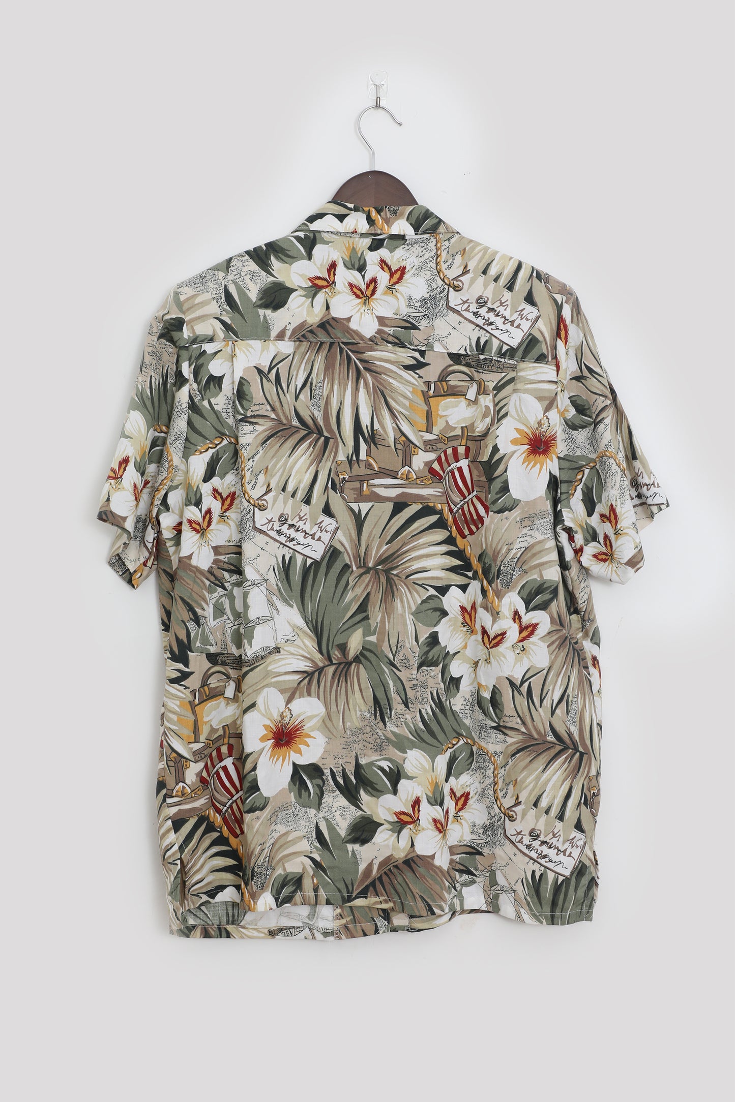 Earth Tones Hawaiian Print Button Up Shirt