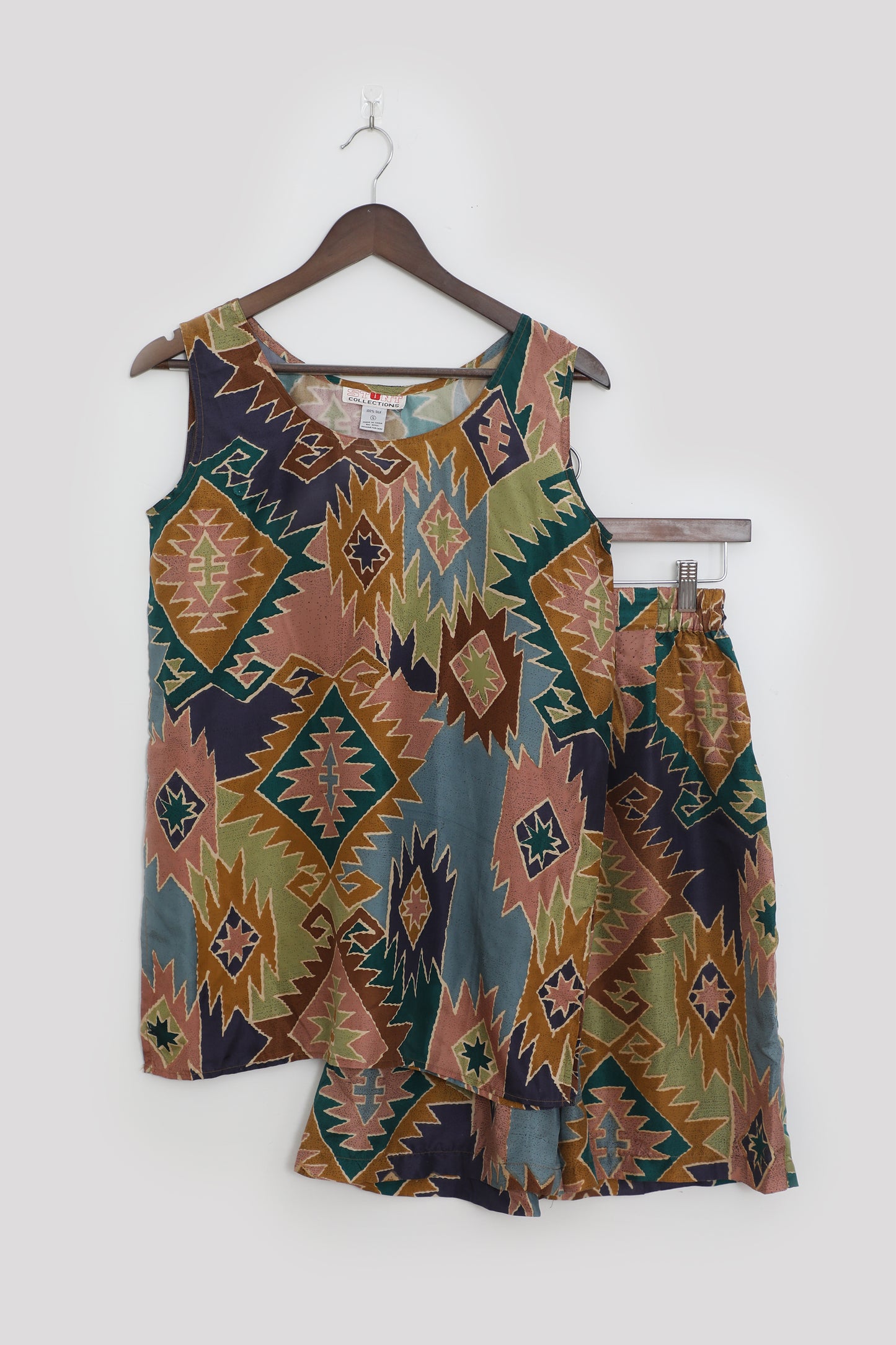 Graphic Print Silk Tank and Shorts Set