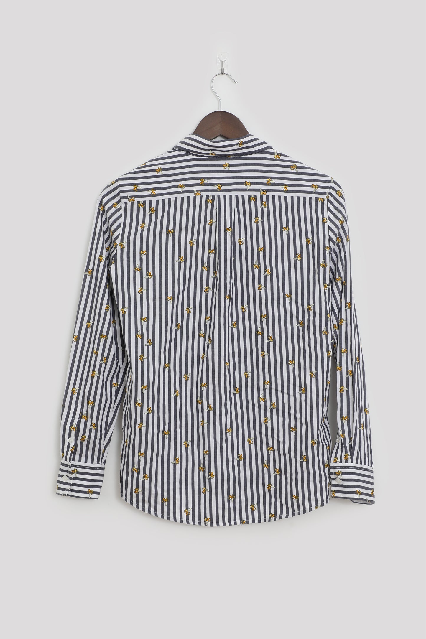 Striped Banana Print Button Up Shirt