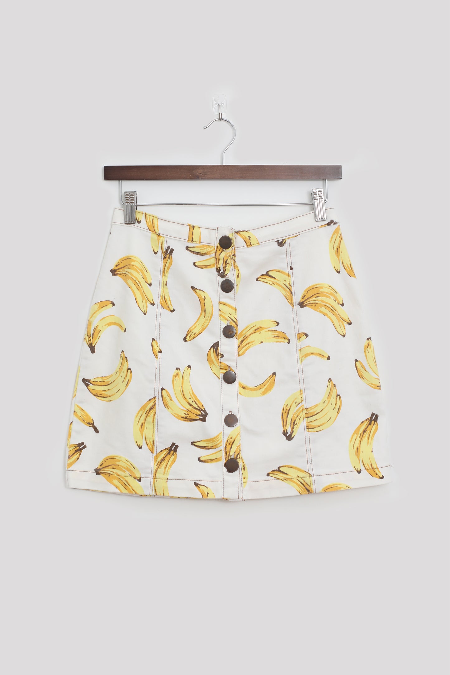 Banana Patterned Short Denim Skirt