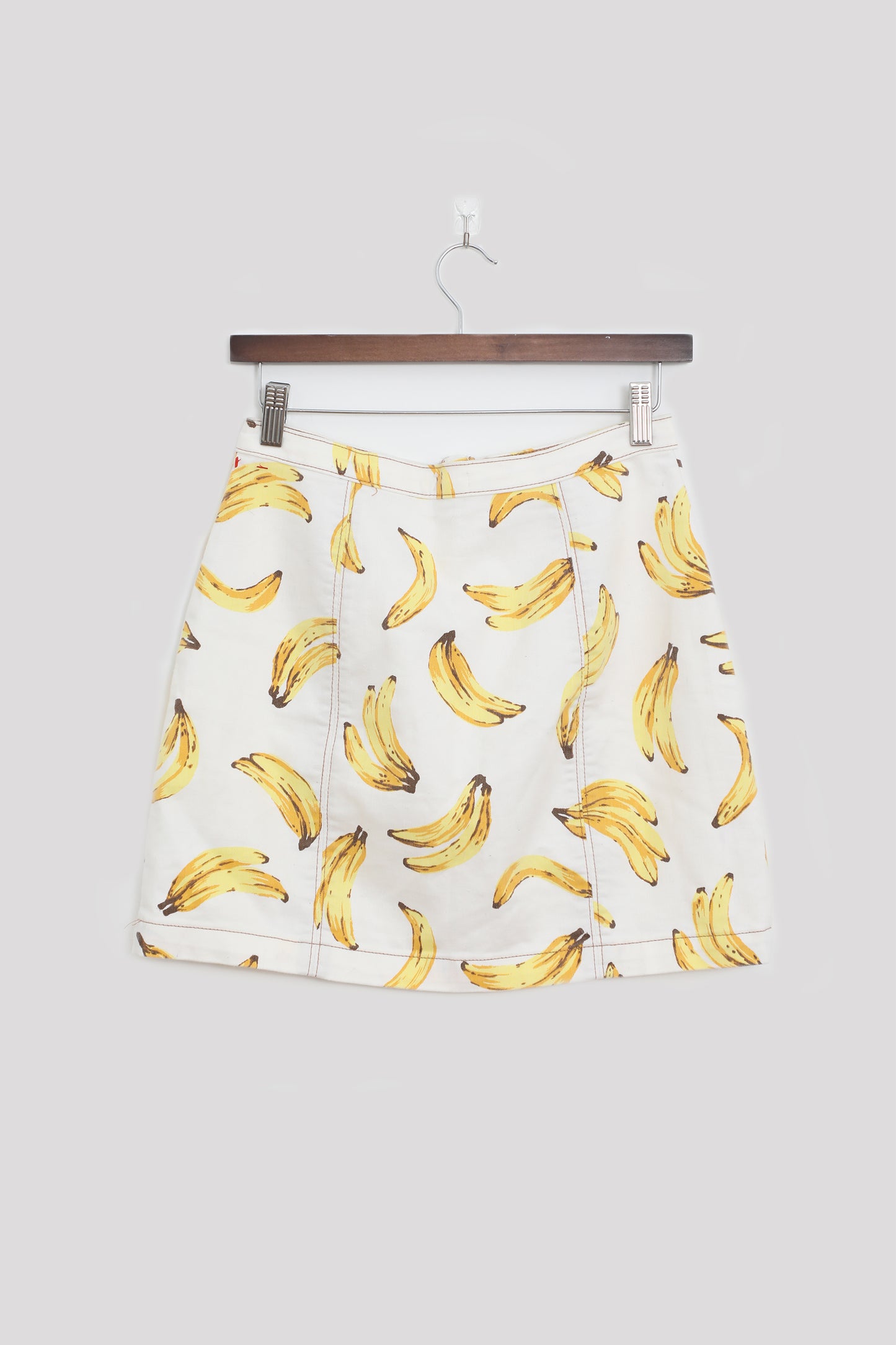 Banana Patterned Short Denim Skirt