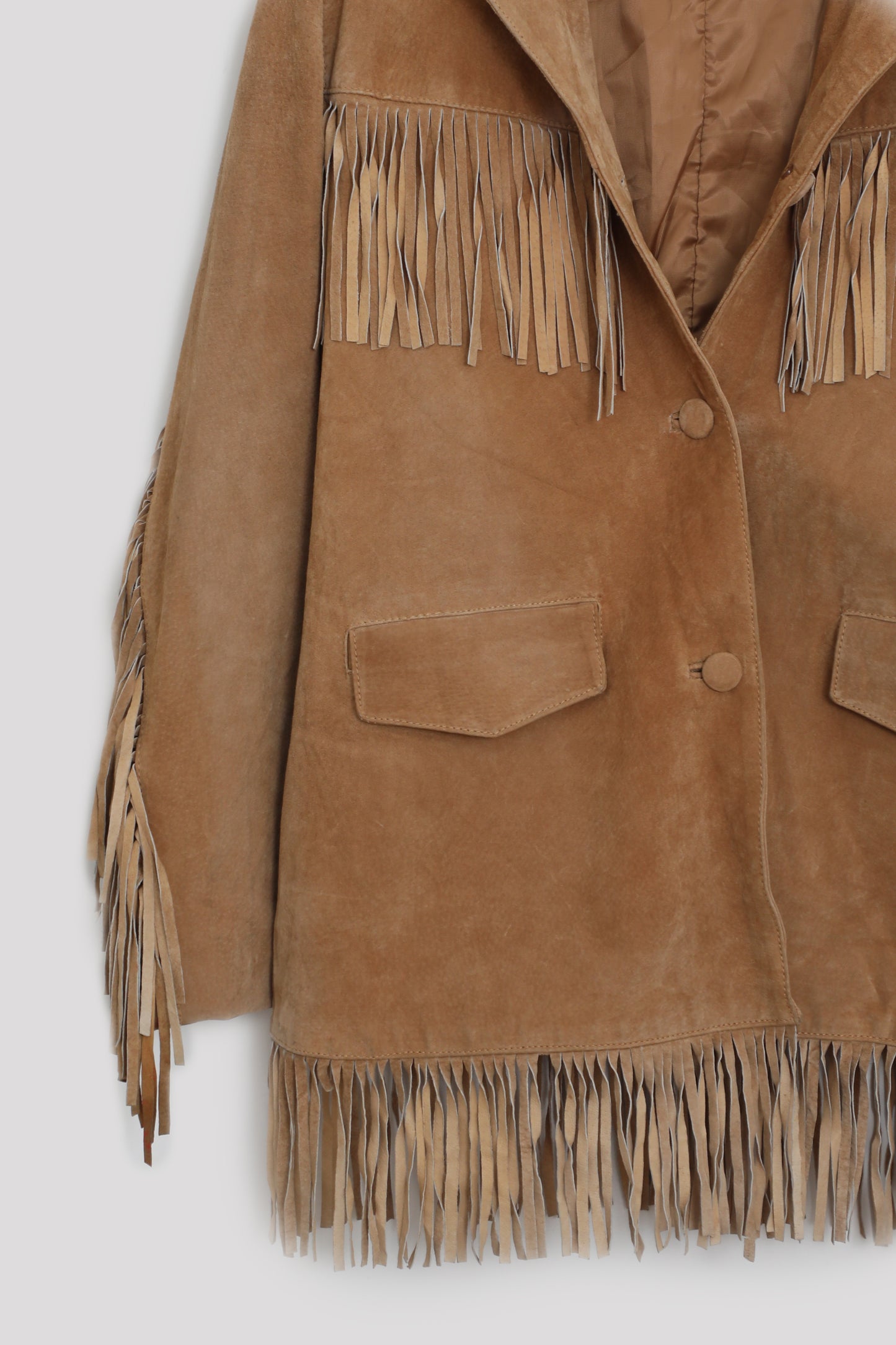 Fringe Suede Leather Tan Jacket