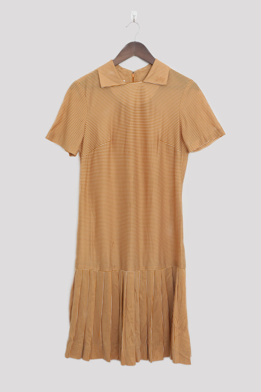 Yellow Striped Schoolgirl Dress with Pleats