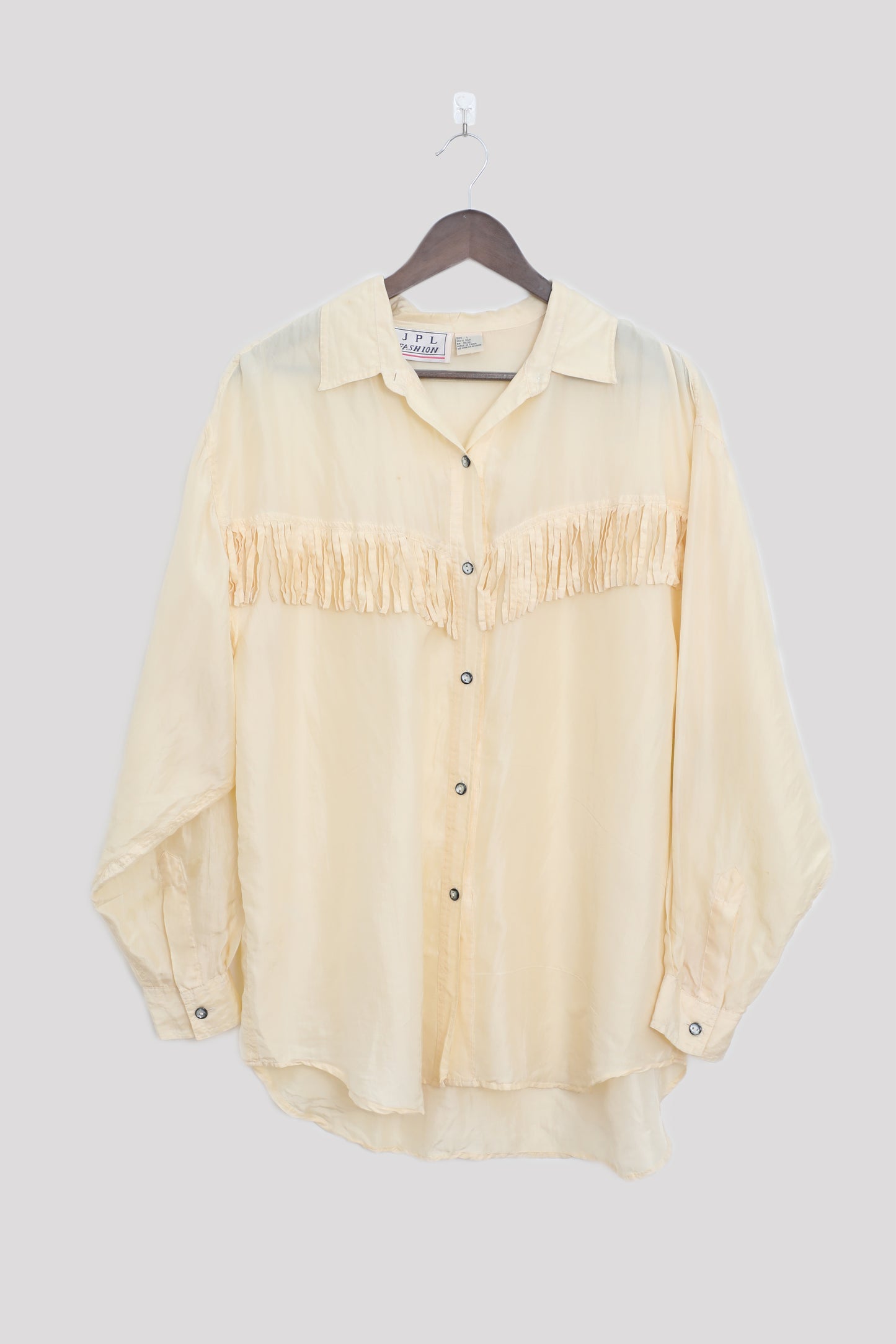 Silk Yellow Blouse with Fringe