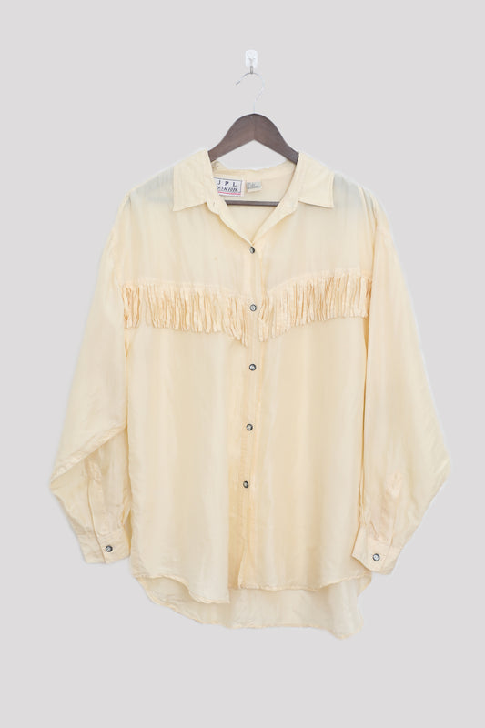 Silk Yellow Blouse with Fringe