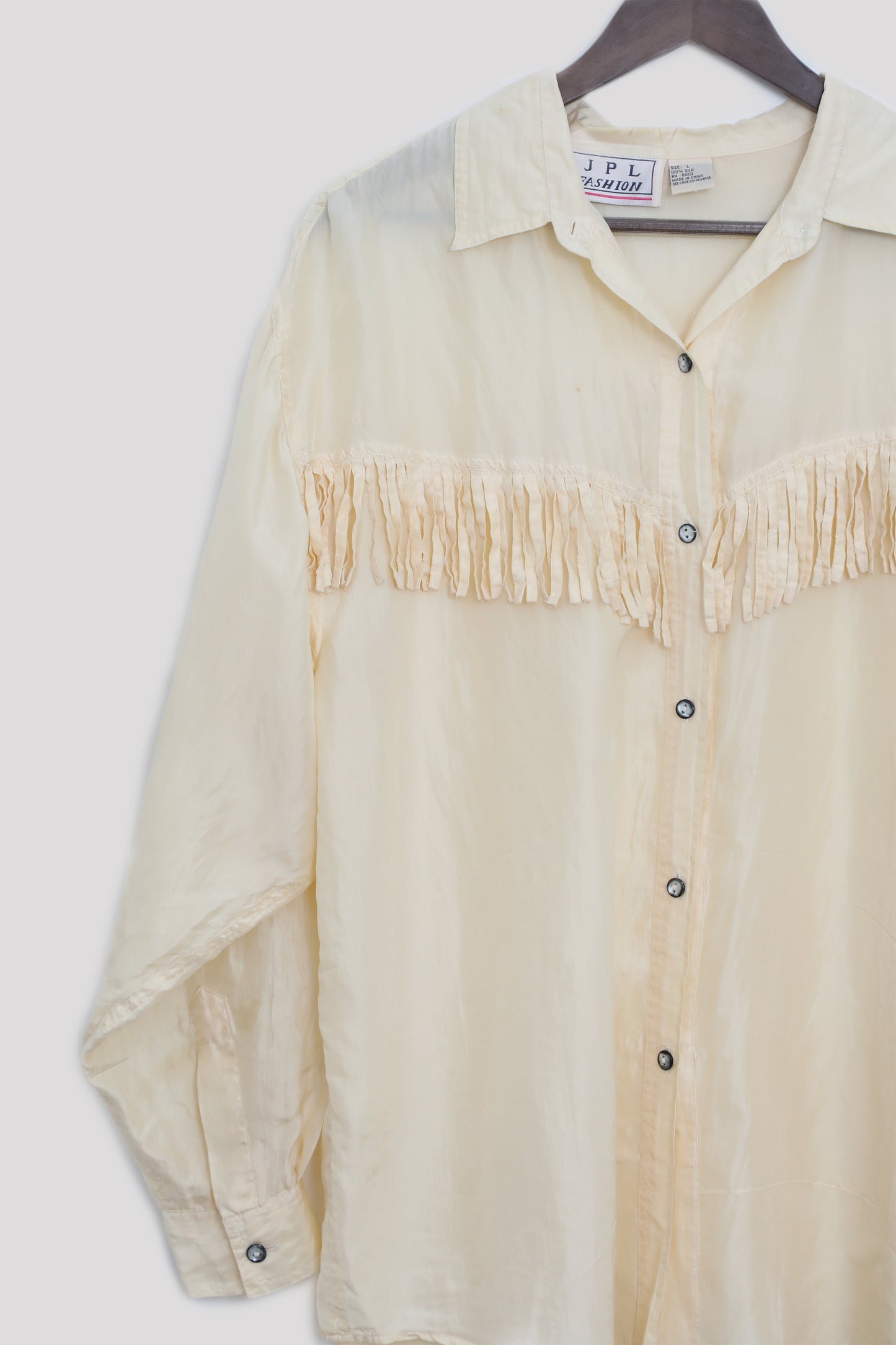 Silk Yellow Blouse with Fringe