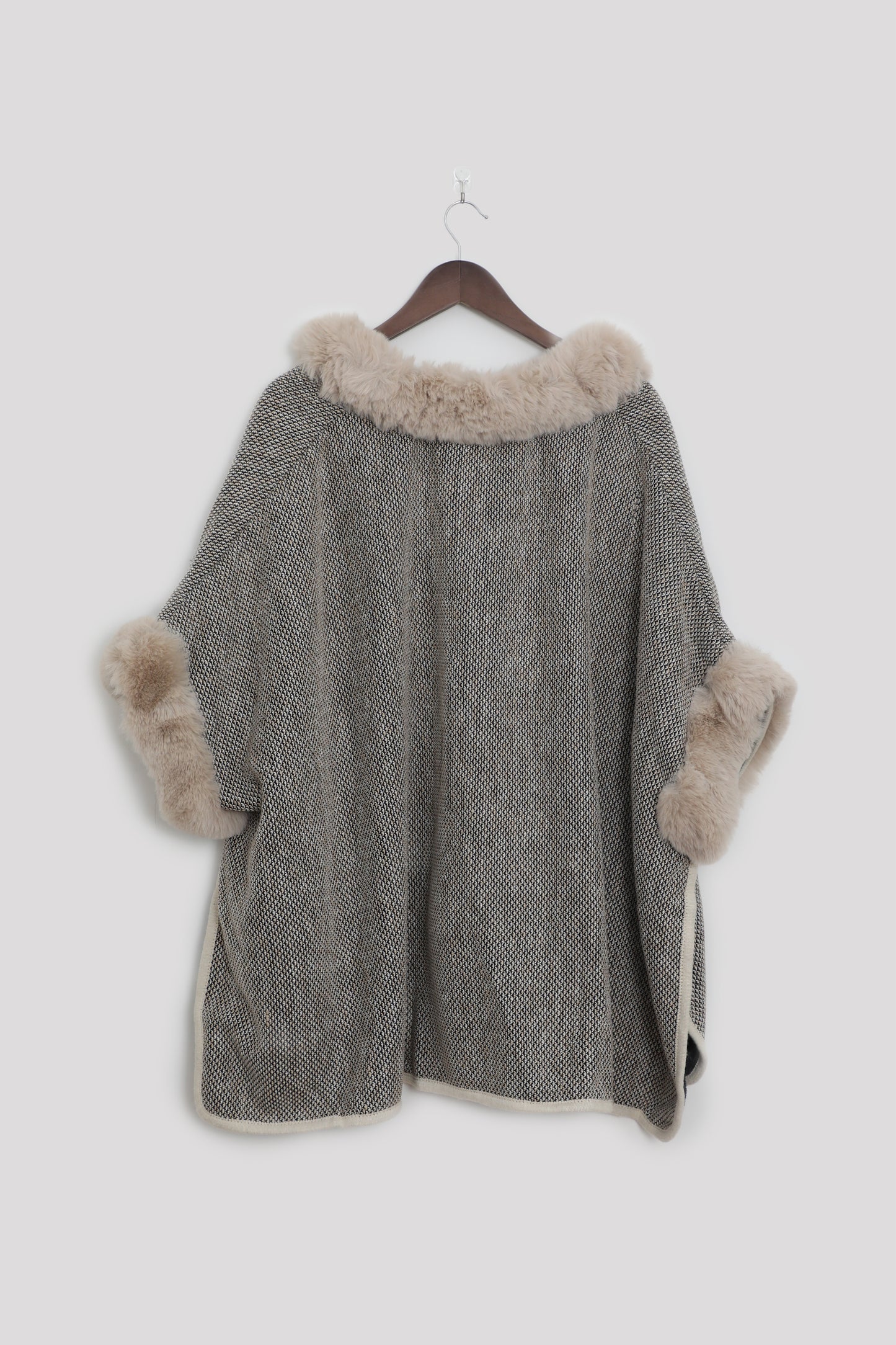 Faux Fur and Knit Shawl Jacket