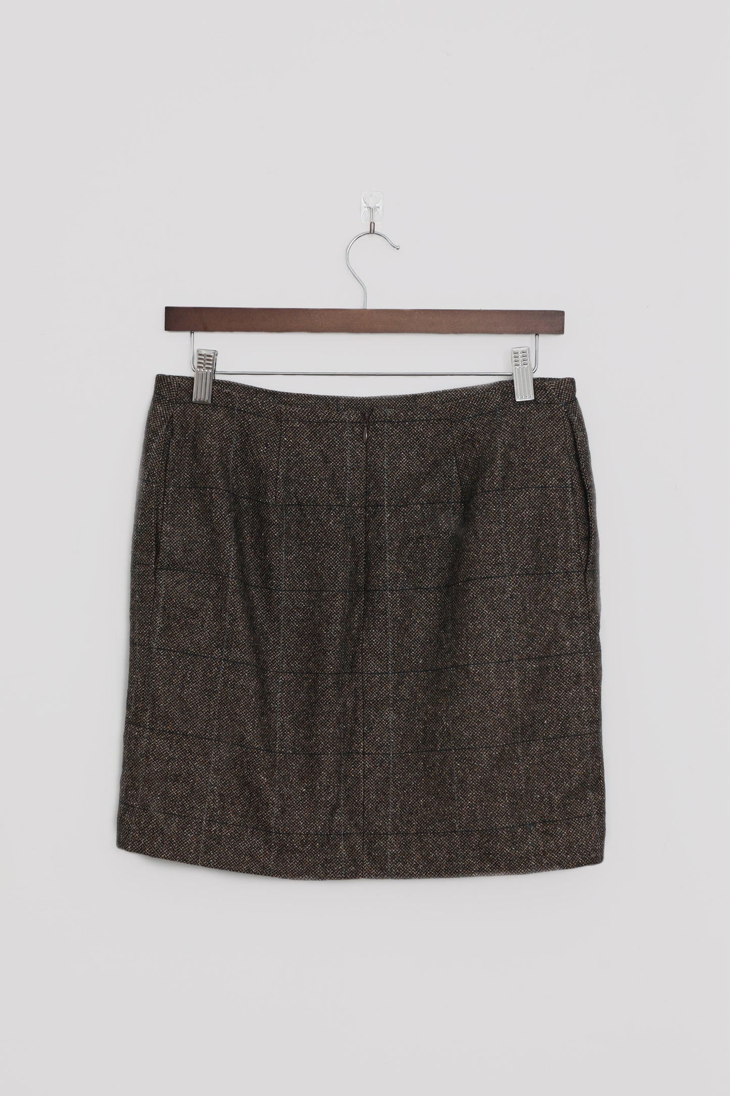 Brown Plaid Straight Mini Skirt