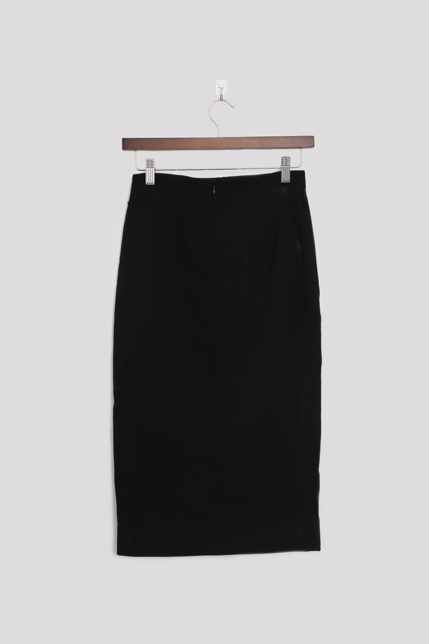 Black Pencil Skirt with Diagonal Buttons