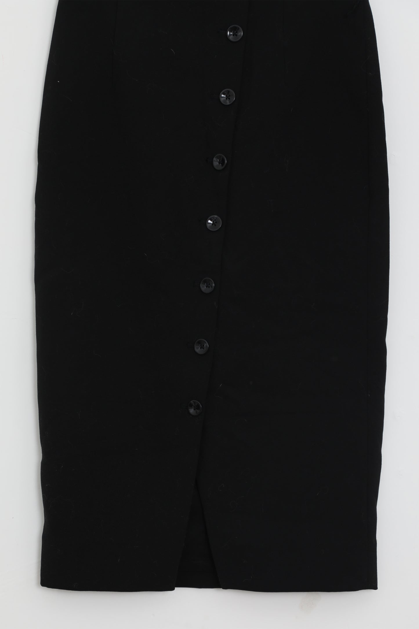 Black Pencil Skirt with Diagonal Buttons