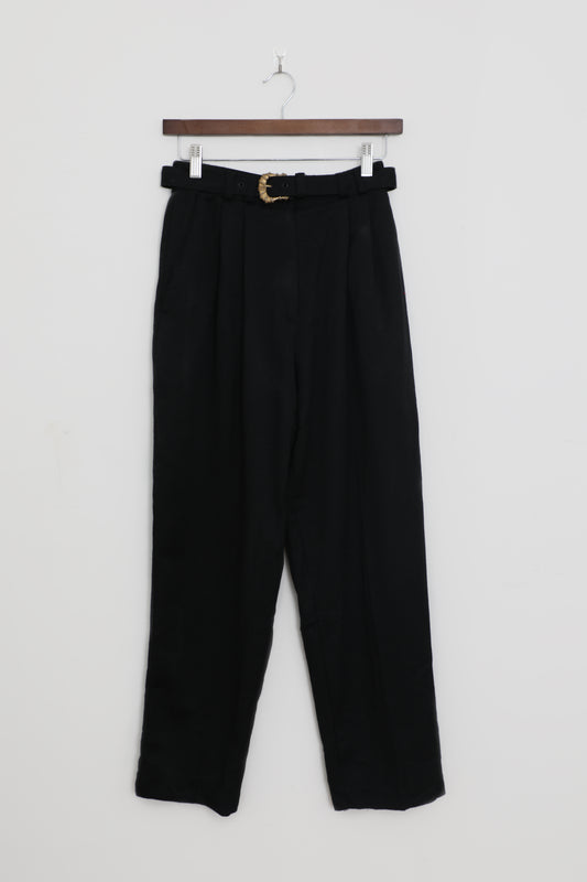 Black Pants with Gold Buckle Belt