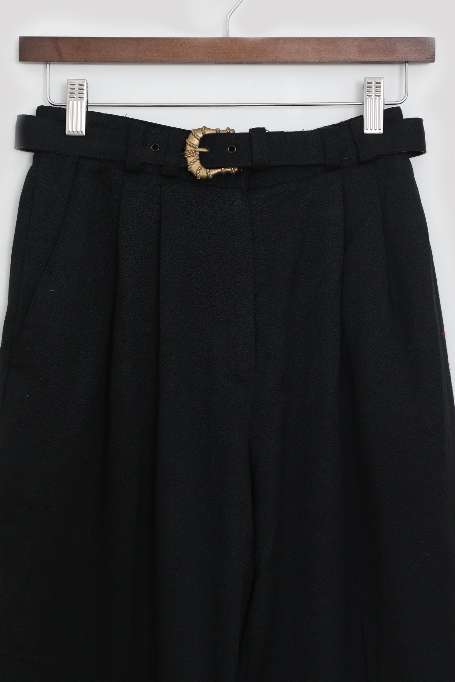 Black Pants with Gold Buckle Belt