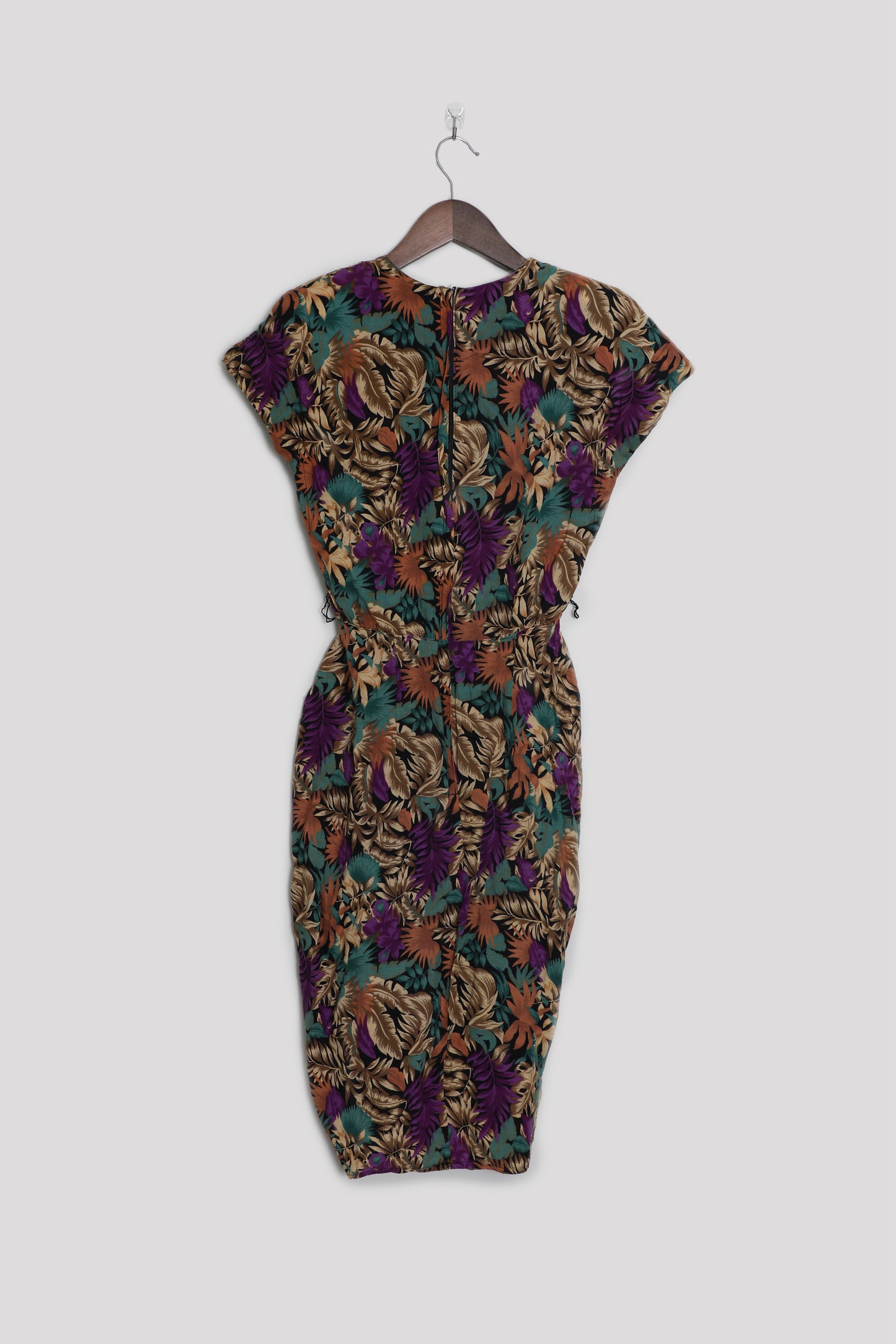 80's Jewel Tone Floral Print Dress