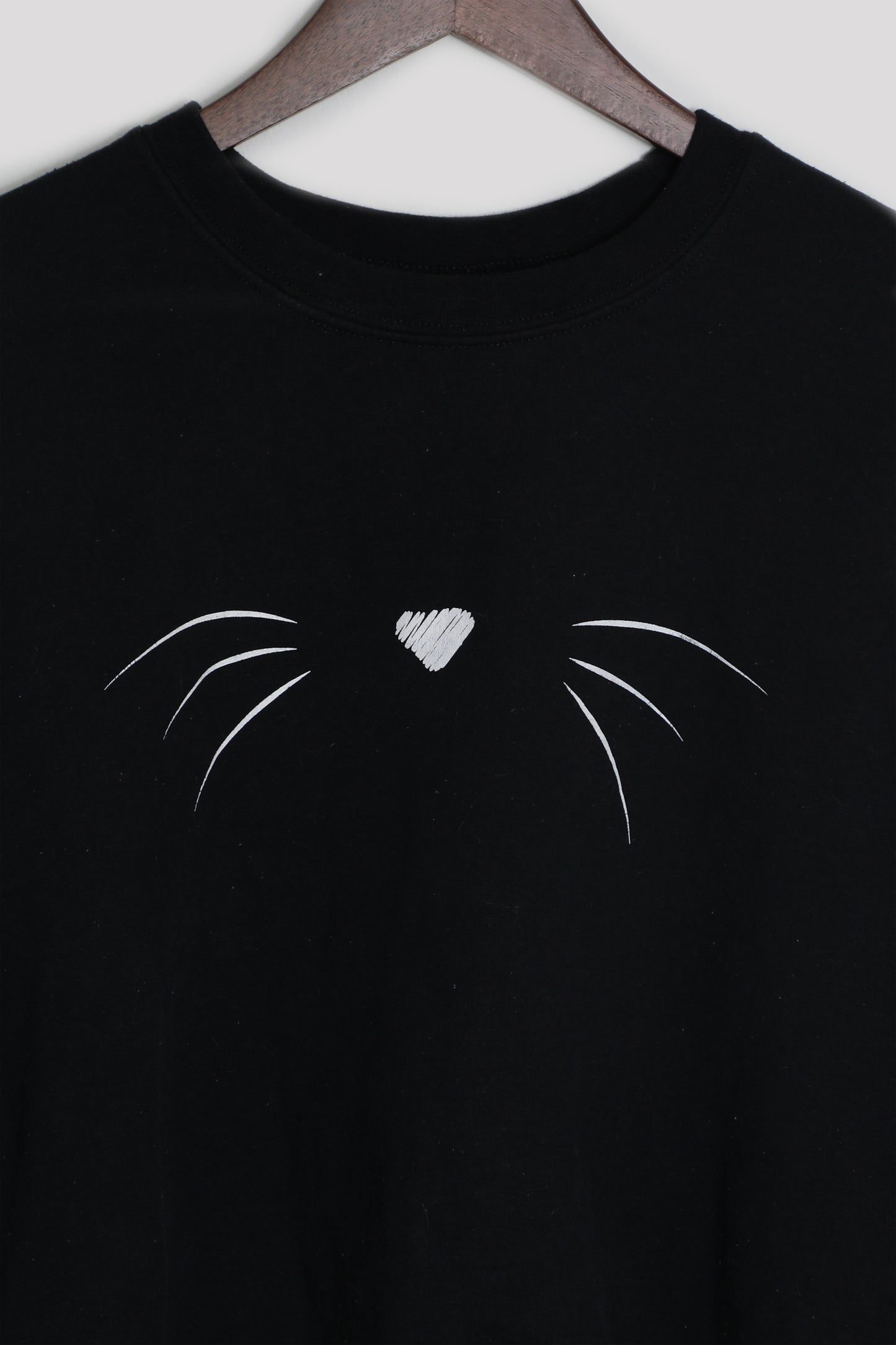 Whiskers Black Cat Crew Neck Sweatshirt