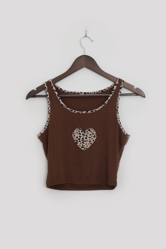 Cheetah Heart Crop Tank Top