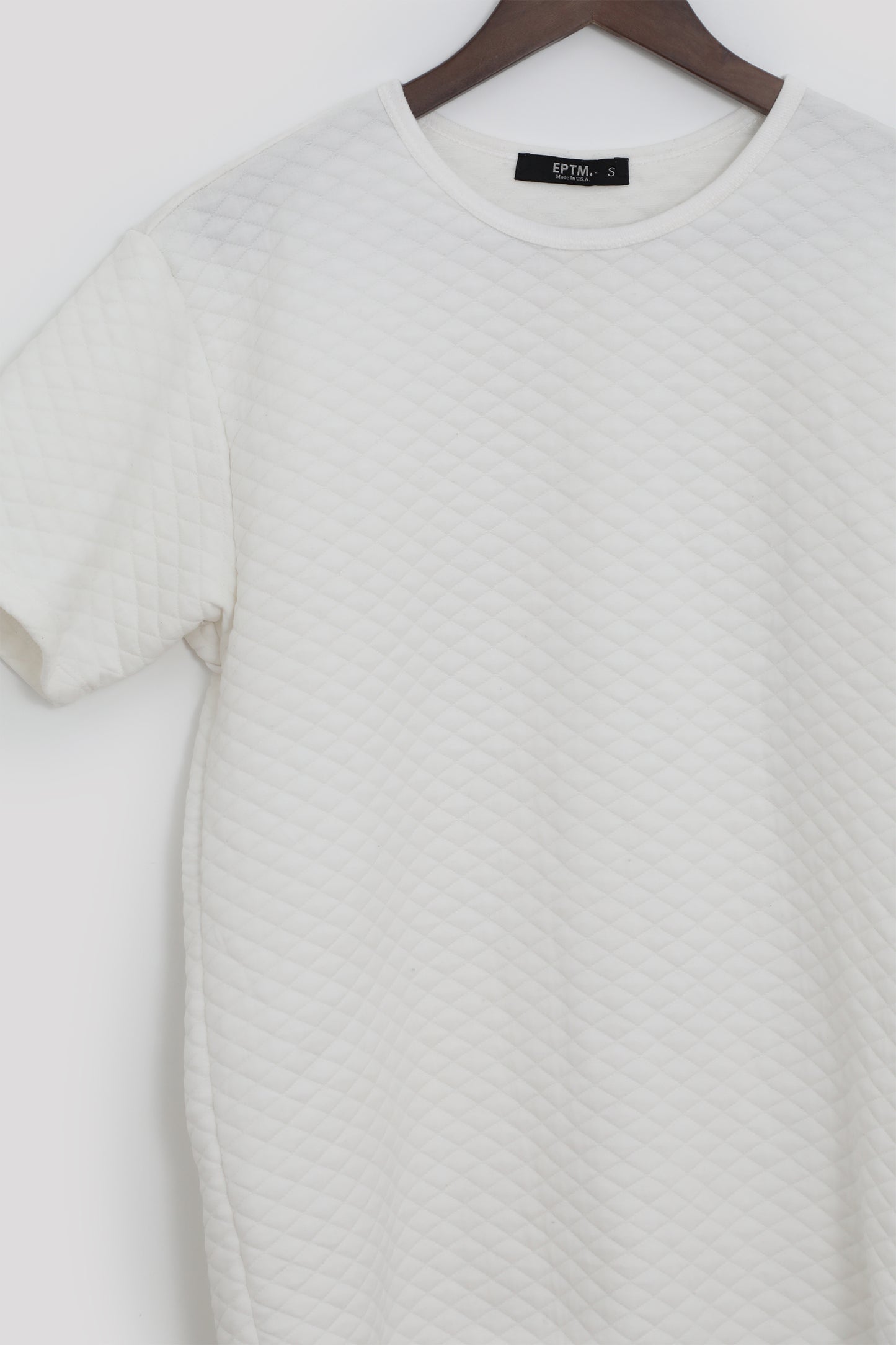 Quilted White T-Shirt