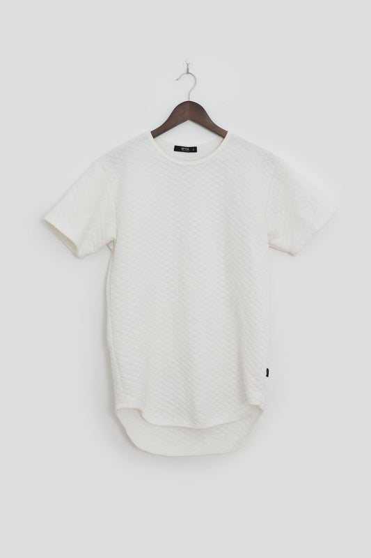 Quilted White T-Shirt