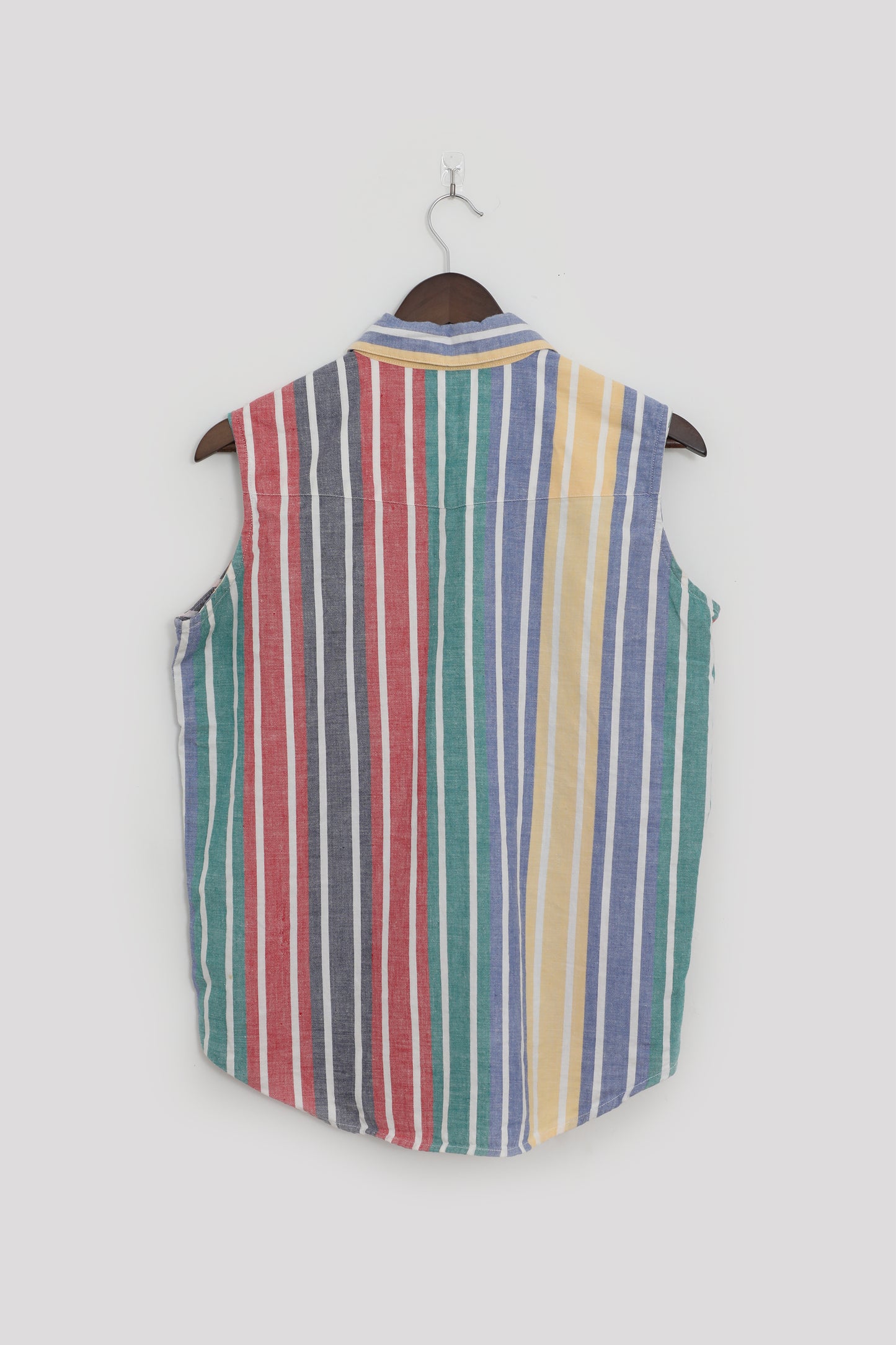 Primary Colors Striped Sleeveless Button Up