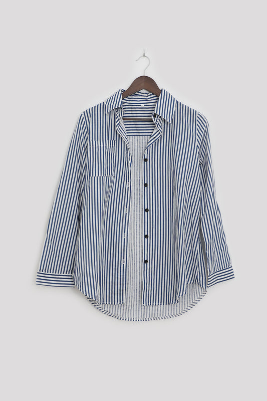 Classic Blue Striped Button Up Shirt